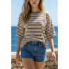 T-shirt rayé AMOUR manches courtes