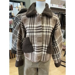 Veste à carreaux choco et beige