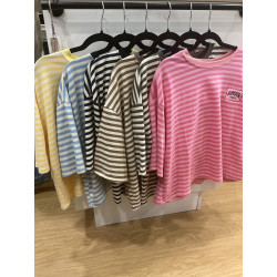 T-shirt rayé AMOUR manches courtes