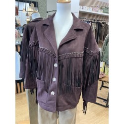 Veste frange lie de vin