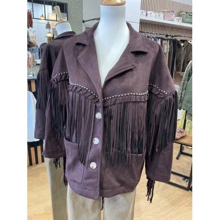 Veste frange lie de vin