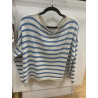Pull rayé bleu contours doré
