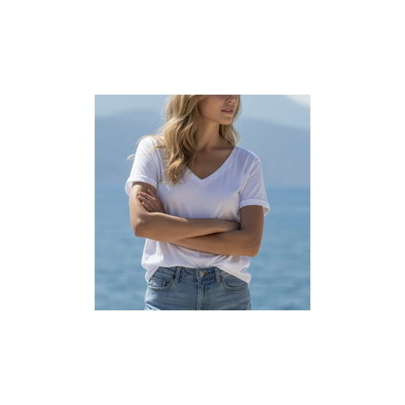 T-shirt coton col V