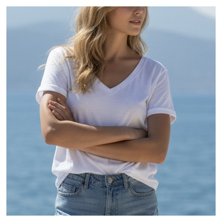 T-shirt coton col V