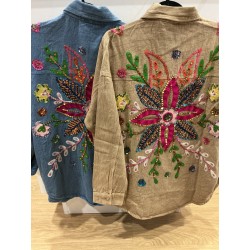 Surchemise sequins fleurs