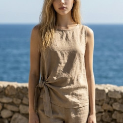 Top en lin avec noeud