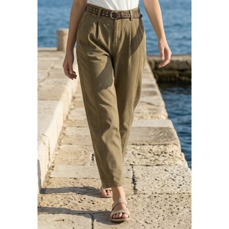 Pantalon barrel coton camel