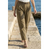 Pantalon barrel coton camel