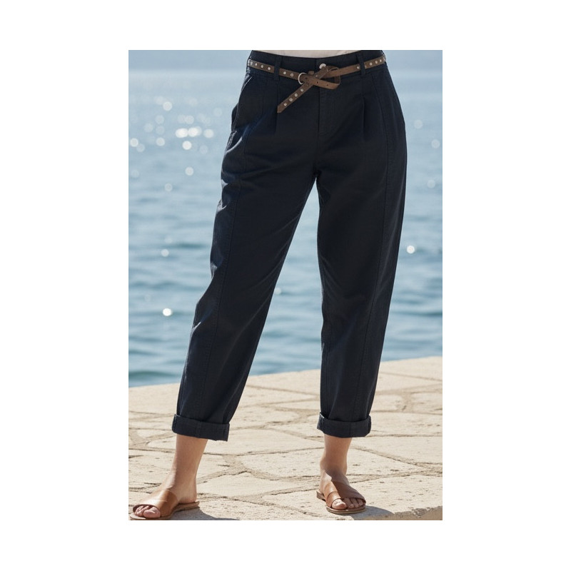 Pantalon barrel coton marine