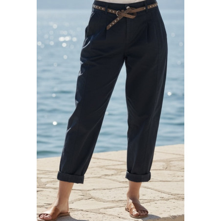 Pantalon barrel coton marine