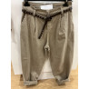 Pantalon barrel  coton taupe clair