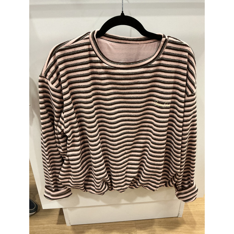 Sweat éponge rayé rose