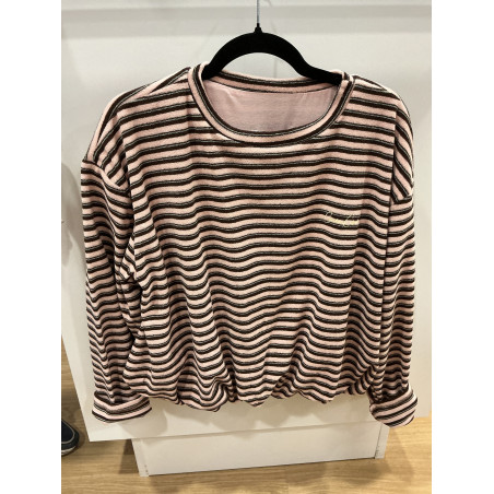 Sweat éponge rayé rose