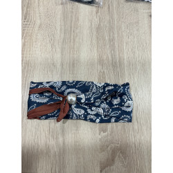 Collier foulard bleu et marron