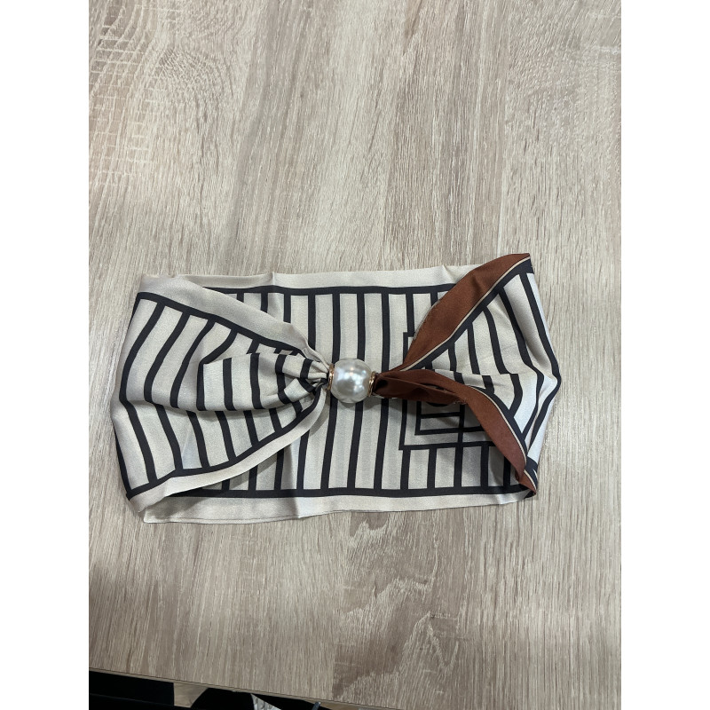 Collier foulard beige rayure