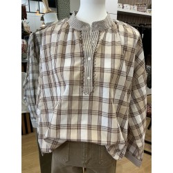 Blouse carreaux beige et choco