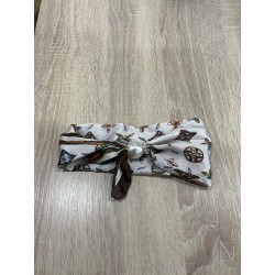 Collier foulard, beige, motif orange