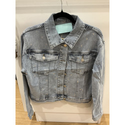 Veste en jeans œillets
