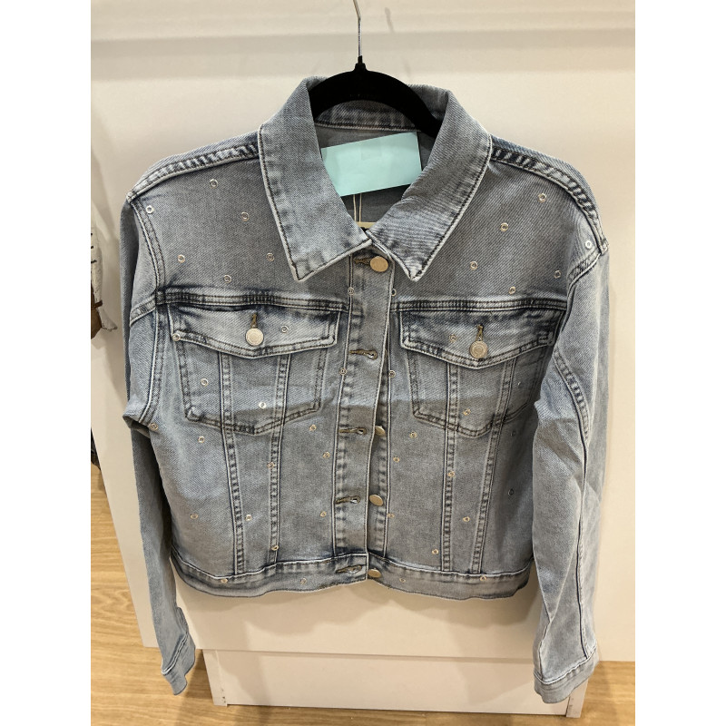 Veste en jeans œillets