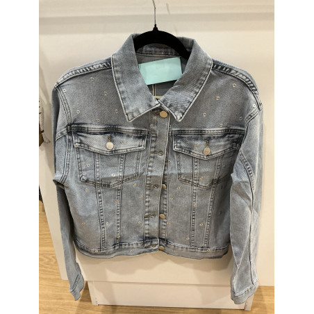 Veste en jeans œillets