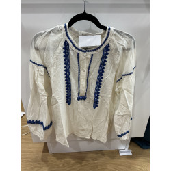 Blouse écru broderie bleu