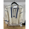 Blouse écru broderie bleu