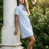 Robe courte à rayure bleu col victorien