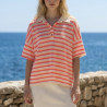 Polo rayé rose et orange
