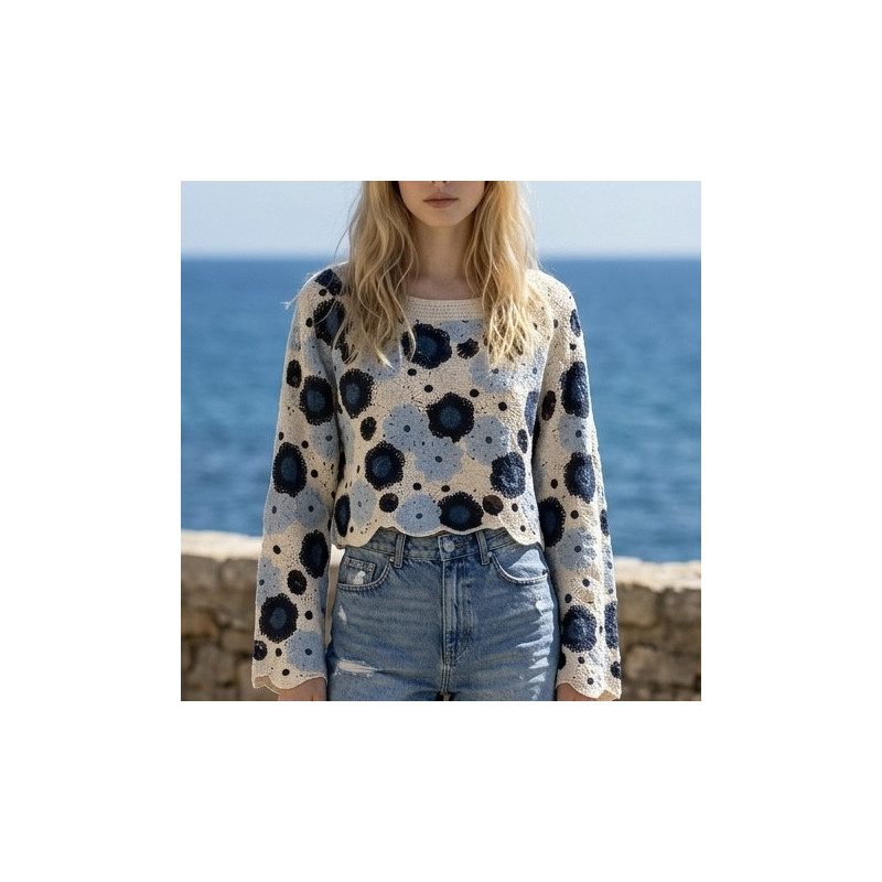 Crochet manche longue bleu marine