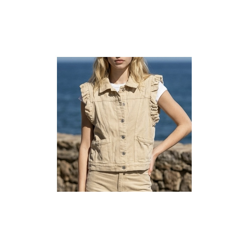 Veste sans manches beige