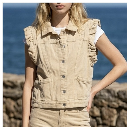 Veste sans manches beige