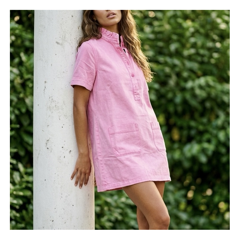 Robe courte jeans robe rose