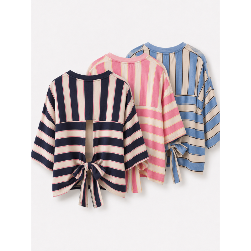 T-shirt rayé noeud