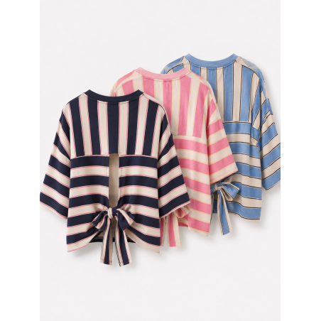 T-shirt rayé noeud