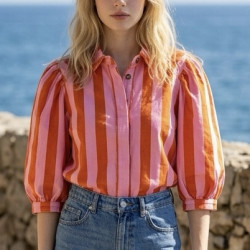 Veste rayure rose et rouge