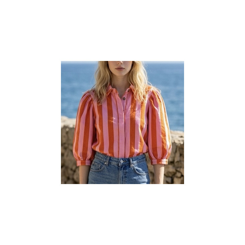 Veste rayure rose et rouge