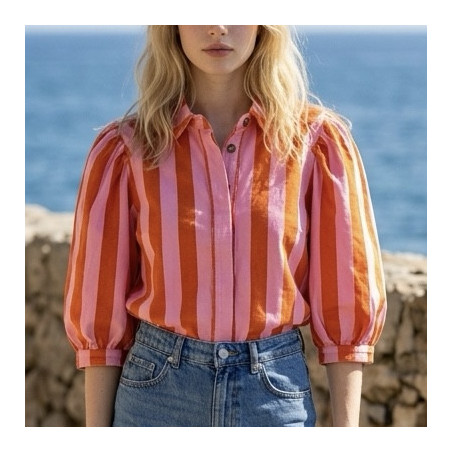 Veste rayure rose et rouge