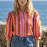 Veste rayure rose et rouge