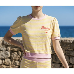 T-shirt sweat rayure jaune Bisous