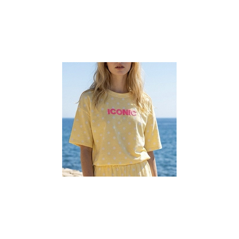T shirt iconic a pois jaune et blanc