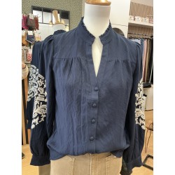 Chemise Clémentine col victorien marine