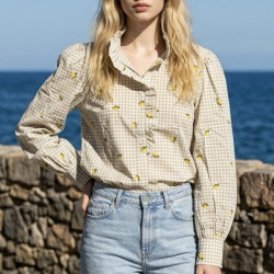 Chemise carreau beige citron