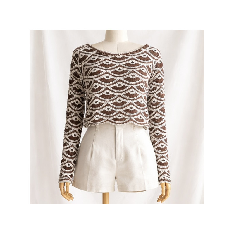 Crochet manche long marron