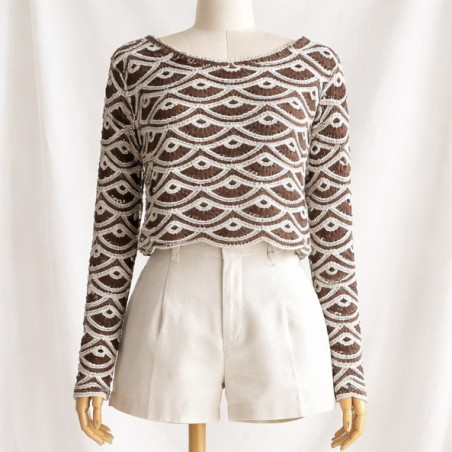 Crochet manche long marron