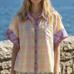 chemise carreaux rose et jaune SYLVIE