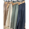 Pantalon large lin ceinture