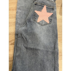 Jeans long large étoile rose