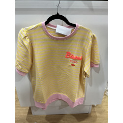 T-shirt sweat rayure jaune Bisous