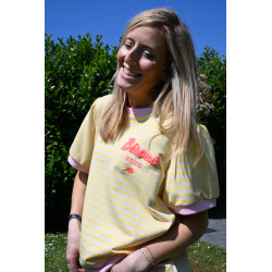 T-shirt sweat rayure jaune Bisous
