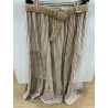 Jupe gaze de coton rayée camel